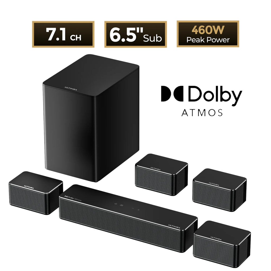 ULTIMEA 7.1 Surround Sound System Sound Bar for TV with Dolby Atmos & APP Control, Home Cinema Bluetooth Speaker with Subwoofer