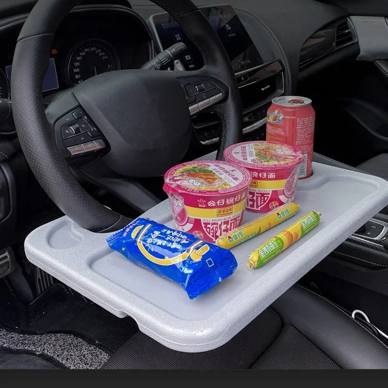 In car restaurant, in car dining plate, laptop stand, tablet desk, car steering wheel, small table board, in car dining table
