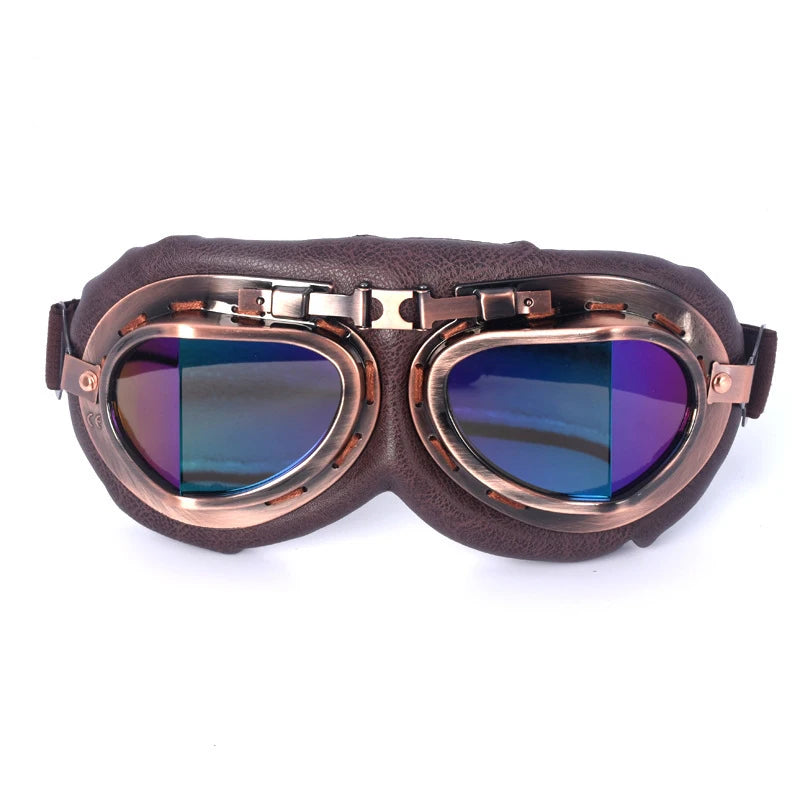 Vintage Leather Motorcycle Dirt Bike Goggles Pilot Motorbike Retro Jet Helmet Eyewear Glasses Outdoor Sports Goggle Glasses