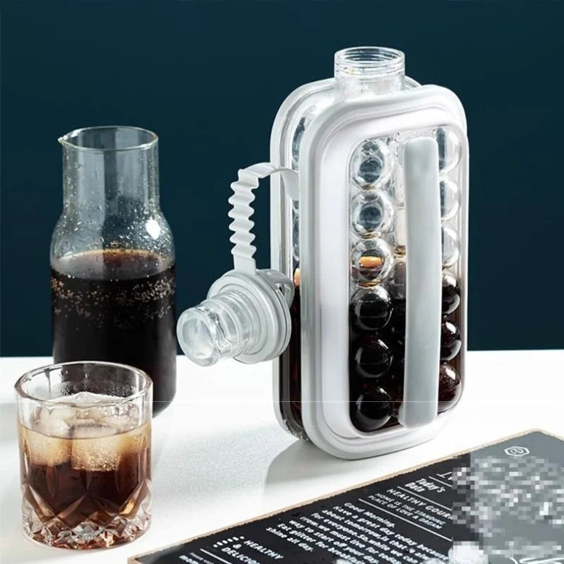 New Folding Ice Maker Water Bottle Ice Making Mold Food Grade Soft Silicone Ice Maker 2 In 1 Kettle Ice Box Ice Cube Household