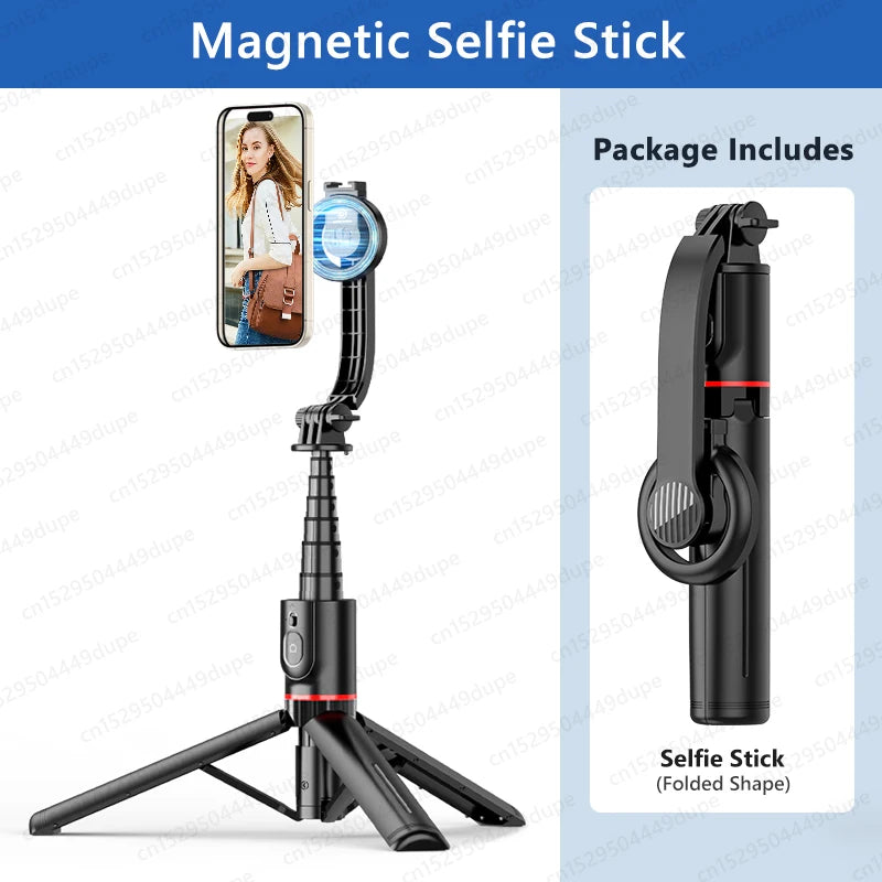 KEELEAD Magnetic Selfie Stick with Bluetooth Remote Magsafe Cellphone Tripod Stand for iPhone 14 13 12 Pro Max Vertical Shooting