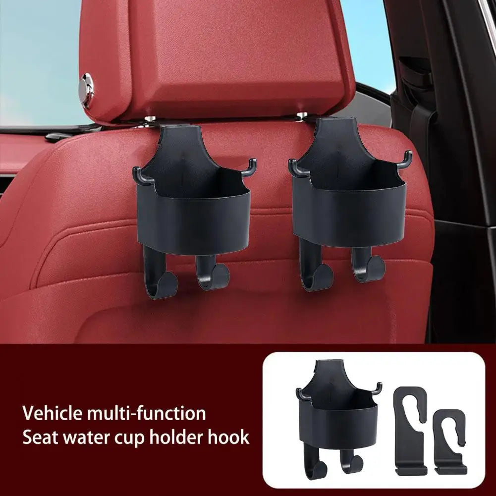 Backseat Car Organizer with Cup Holder, Multifunctional Back Seat Car Organizer with Two Seat Hooks, Hold Snacks Drinks & Phones