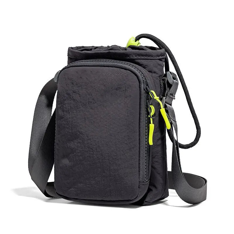 Drawstring Water Bottle Holder Crossbody Bag, Mini Shoulder Pouch, Portable Sling Bag with Phone Pocket for Daily Women Outdoor