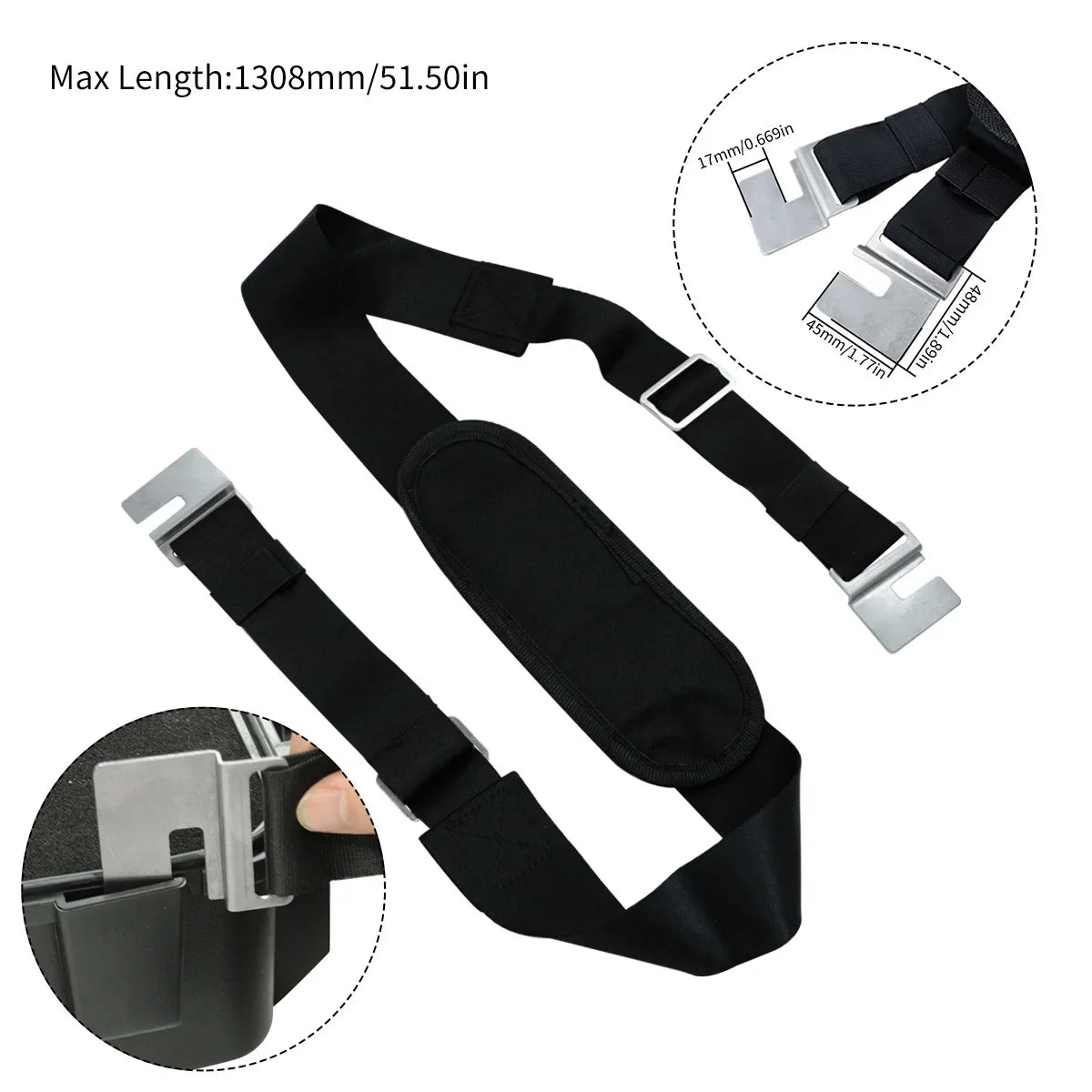 2 Types of Black Toolbox Shoulder Straps, Durable Single Crossbody Strap, Toolbox Accessory(Strap Only)