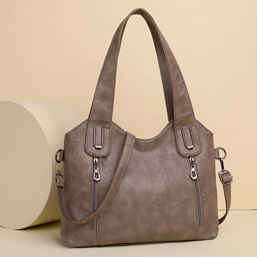 New Women Large Capacity Tote Bag Leather Shoulder Handbag with Removable Strap Fashion Casual PU Crossbody Bag Shoulder Bags