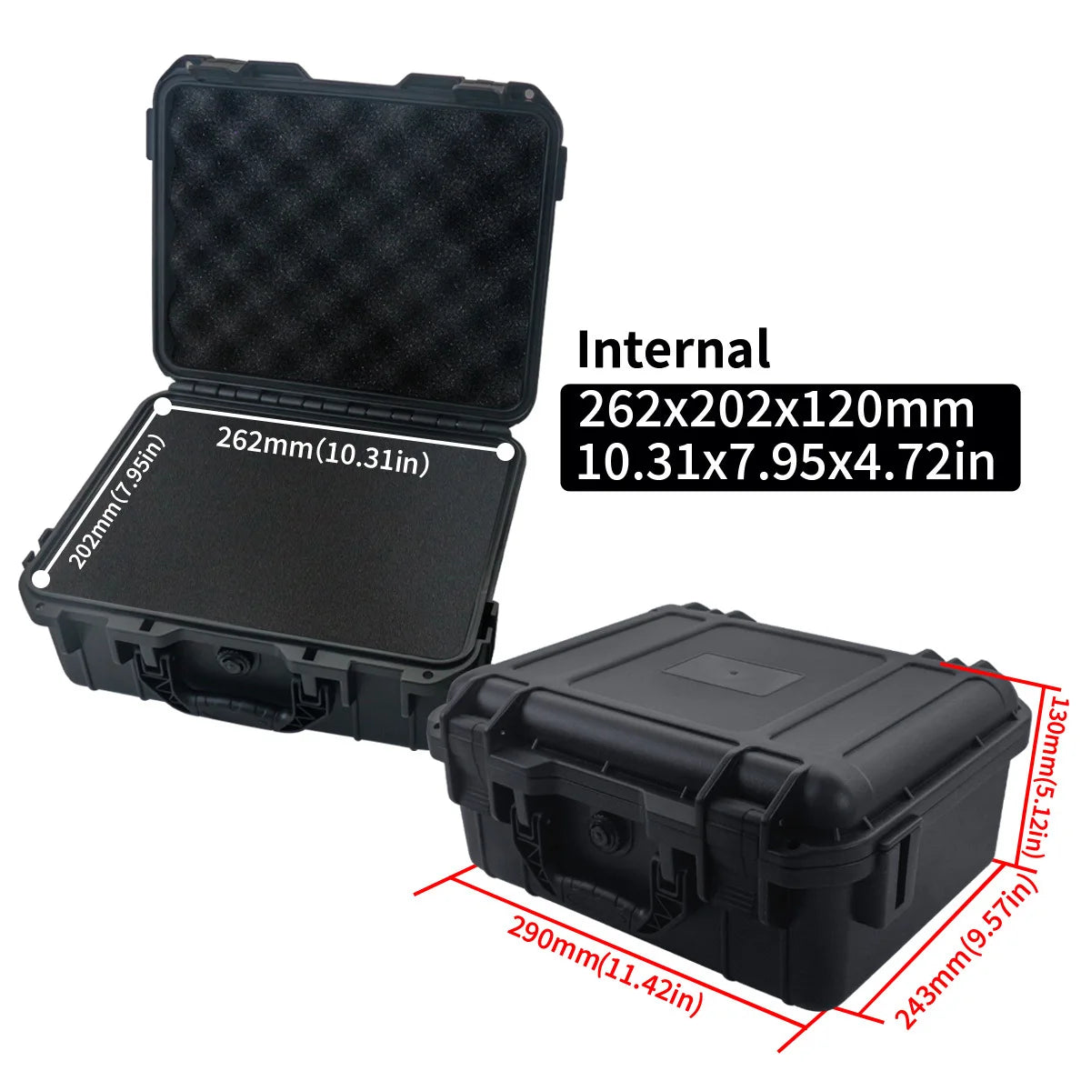 1 waterproof hard hand-held toolbox bag with pre cut sponge storage box, impact resistant unmanned driving chassis
