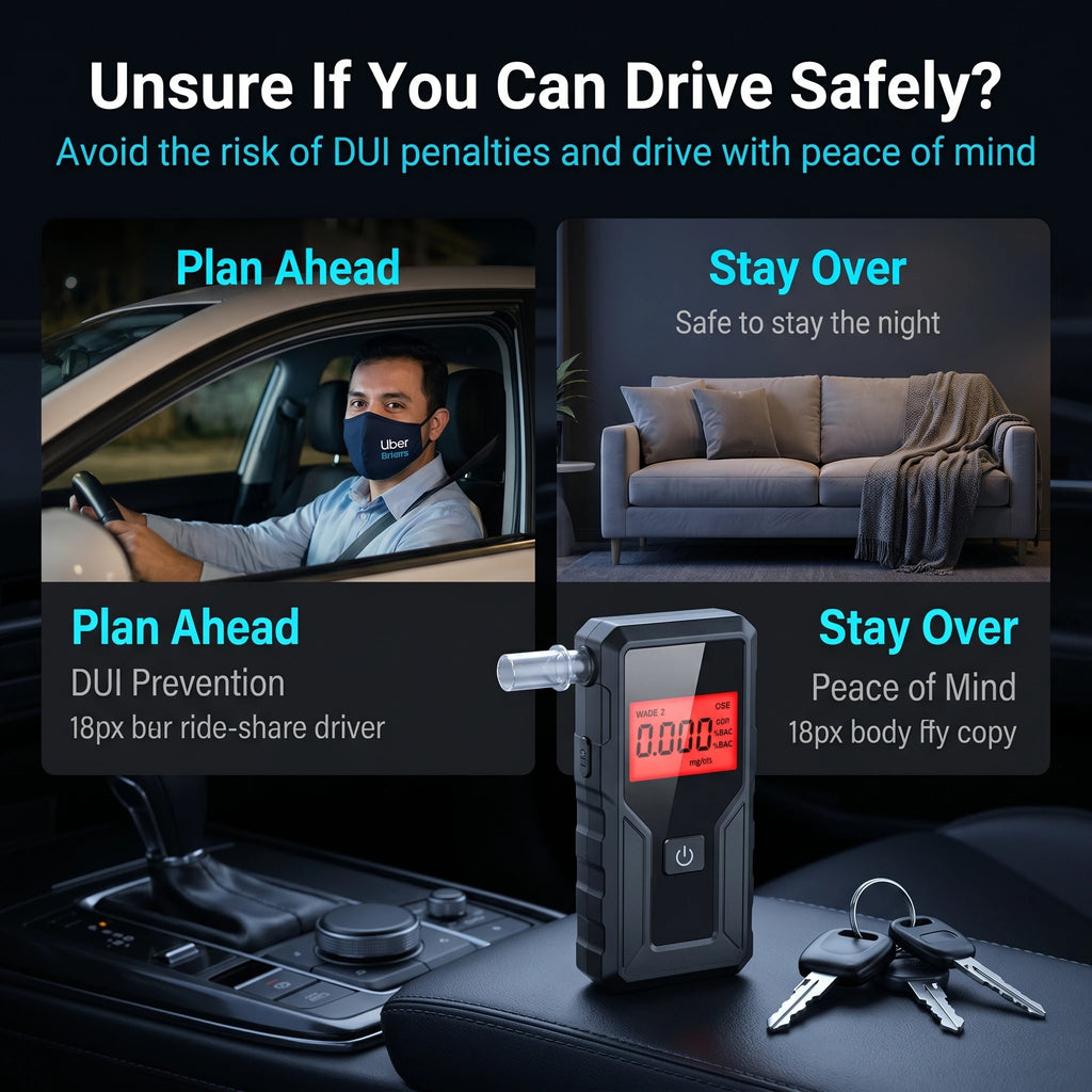 Portable LCD Screen Breathalyzer High Precision Alcohol Tester for Detecting Drunk Driving Post-Drinking Test Device