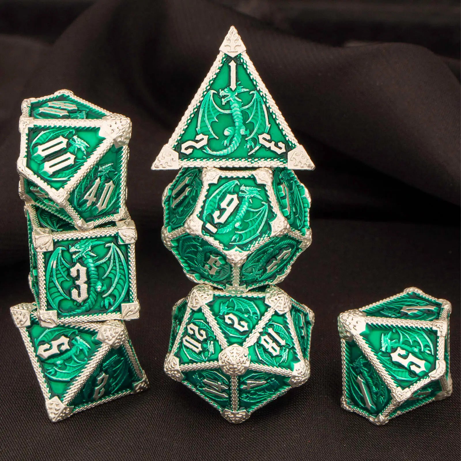 DND Metal Dice Set 7pcs – Polyhedral RPG D&D D20 D12 D10 D8 D6 D4 / Ensemble 7 dés métalliques DND – Polyédriques RPG jeux de rôle
