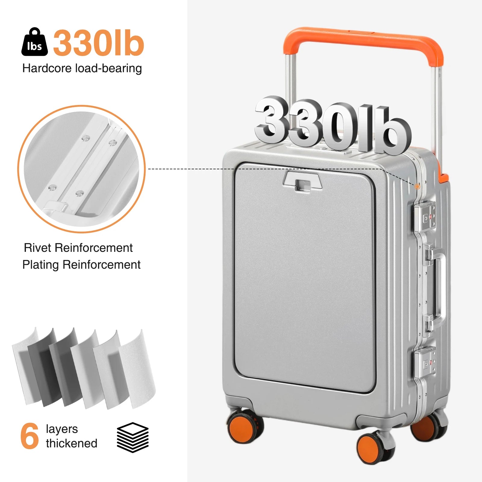 AIWEINY Aluminum Frame Luggage - Military Grade Pressure Resistance, Baby-Safe Lining, 30% Larger Capacity with Dual-Door Design