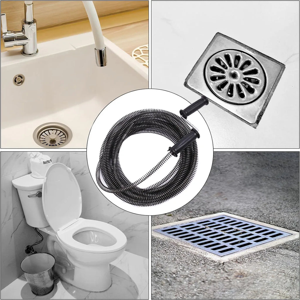 Drain Cleaner Augers Spring 1.5M,3M,5M for Household Kitchen Bathroom Toilet Plumber Plumbing Snake Pipe Pipeline Sewer Cleaner