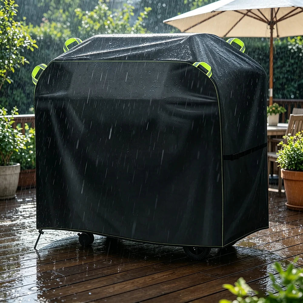 210D Outdoor BBQ Cover for Garden Waterproof Sunproof Dustproof Rain Shelter Protective Cover for Picnics And Camping