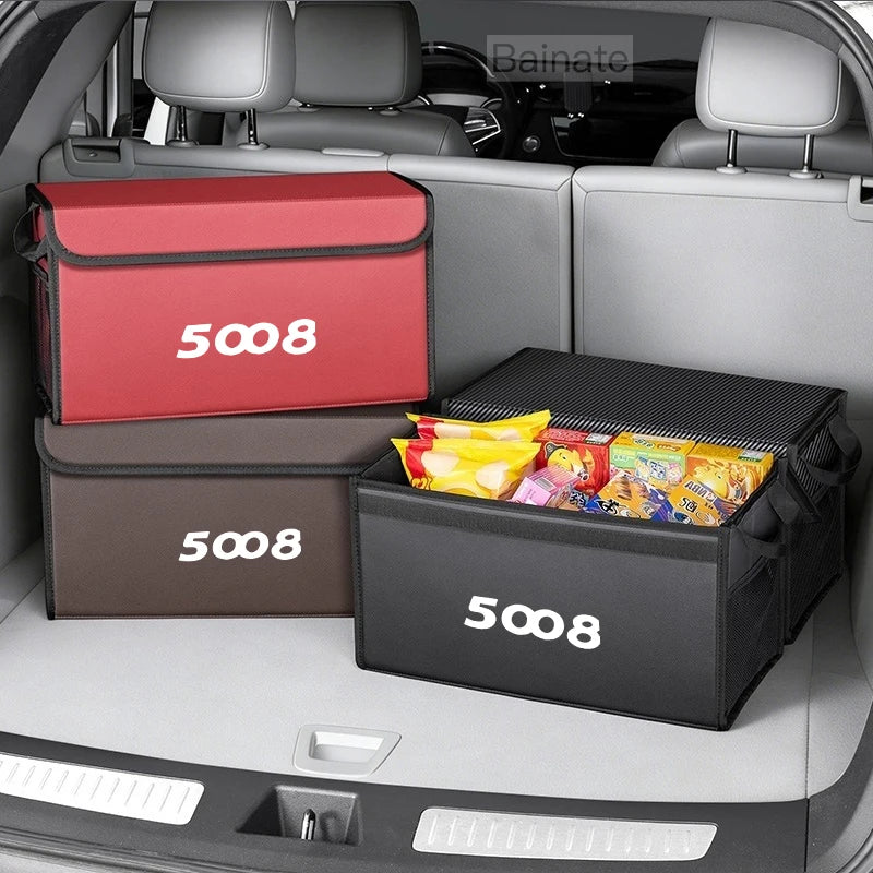 Car Trunk Foldable Storage Box For Peugeot 5008 2016-2025 Multi-Functional Folding Storage Bag Auto Interior Storage Accessories