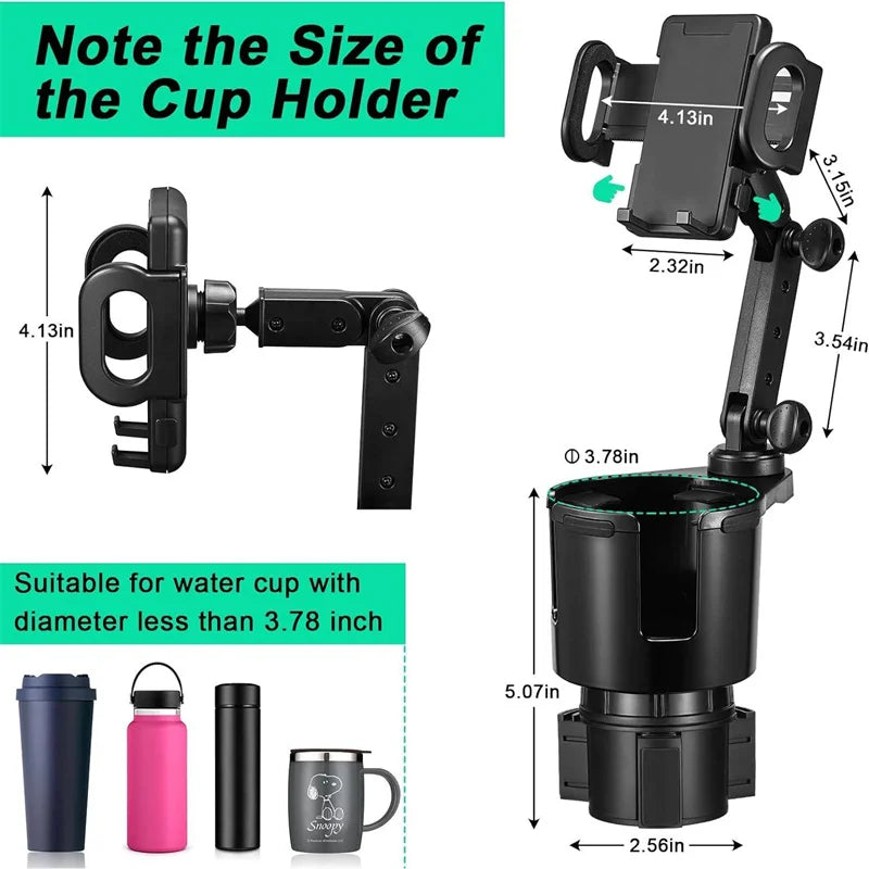 1PC With Phone Holder, Storage Box Tray, Car Accessories Adjustable Universal Car Cup Holders Drink Holder Expander Adapter