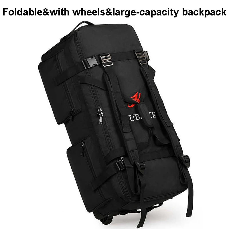 90/110l Large Capacity Travel Backpack Foldable Belt Wheel Travel Bag Multi Functional Shipping Bags Wear-Resistant Luggage Bag