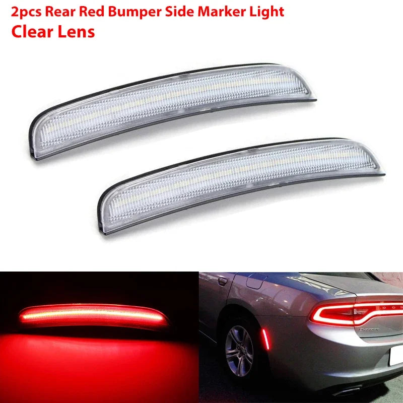 iJDM For Dodge Charger Front/Rear Bumper Side Marker Light Turn Signal Lights/Driving Lights Replace OEM Sidemarker Lamps 15-22