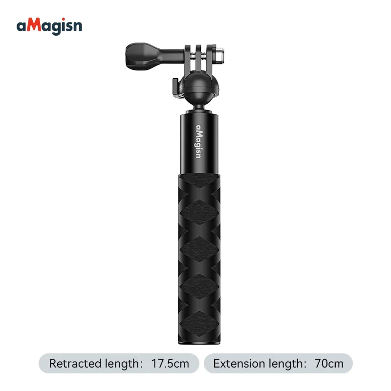 aMagisn Extendable Selfie Stick 70CM 120CM with 360°Ball Head for Insta360 Ace Pro 2 X5 X4 Air Gopro Hero 13 12 DJI Action 5 pro