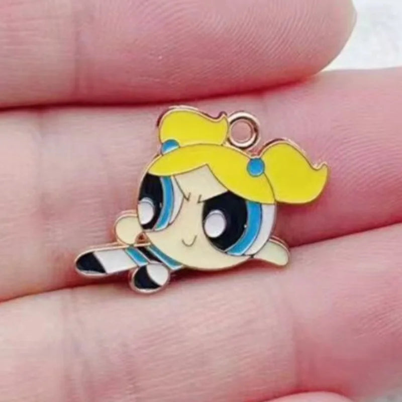 10pcs Alloy Oil-Dripping Cartoon Girl Pendant, DIY Jewelry Making Earrings Keychain Accessories