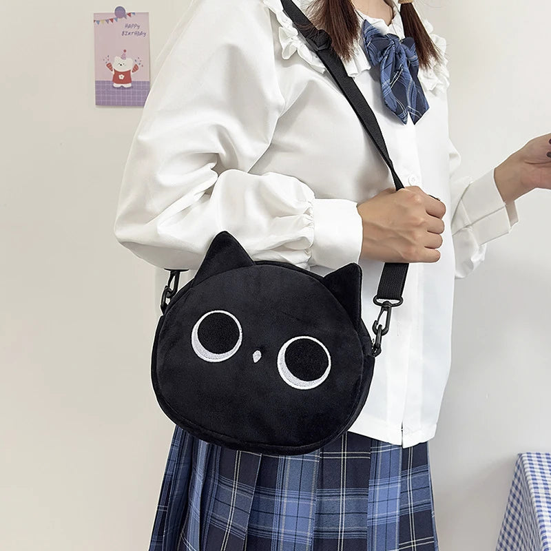 Cartoon cat small bag for womenins New autumn and winter trendy furry plush bag, cute crossbody plush bag