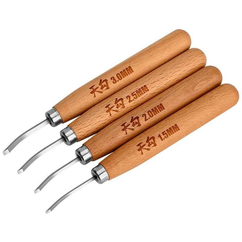 MOSHI MS-110 Curved Shovel Chisel Push-type Broach 1.5-3mm Wooden Handle Push Knife Cutter Hobby Model Making Cutting Tools