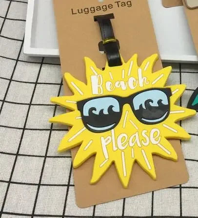 Luggage Tags Cartoon Cute Silicone Fruits Food Beach Style Suitcase Tags Name Address Holder Baggage Boarding Tags Label