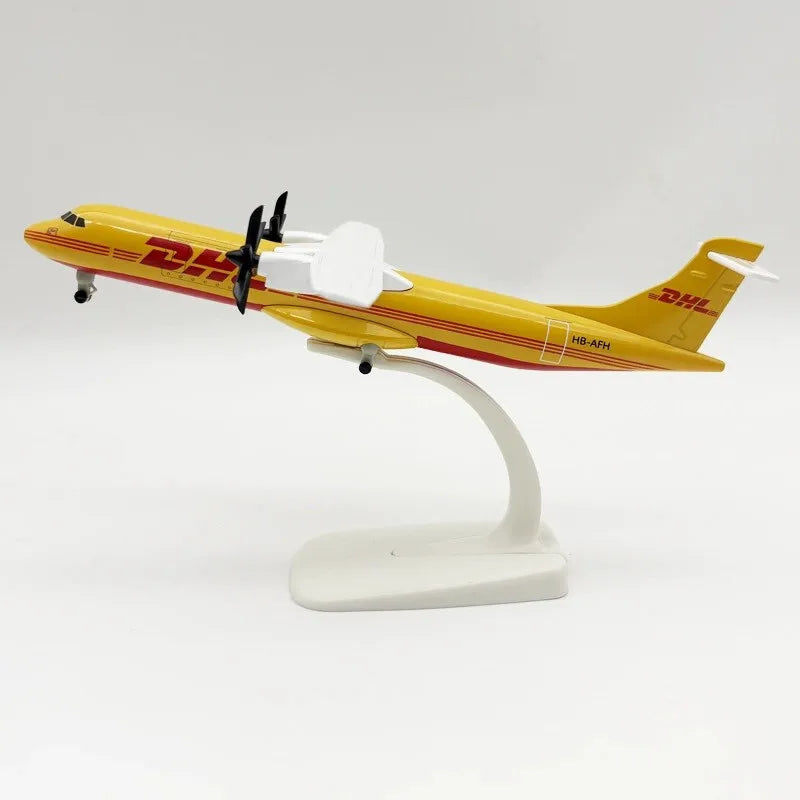 20cm Miniature Airplane Model DHL Airlines ATR Metal Scale Aircraft Souvenir Plane With Wheels Hobby Collection Gift
