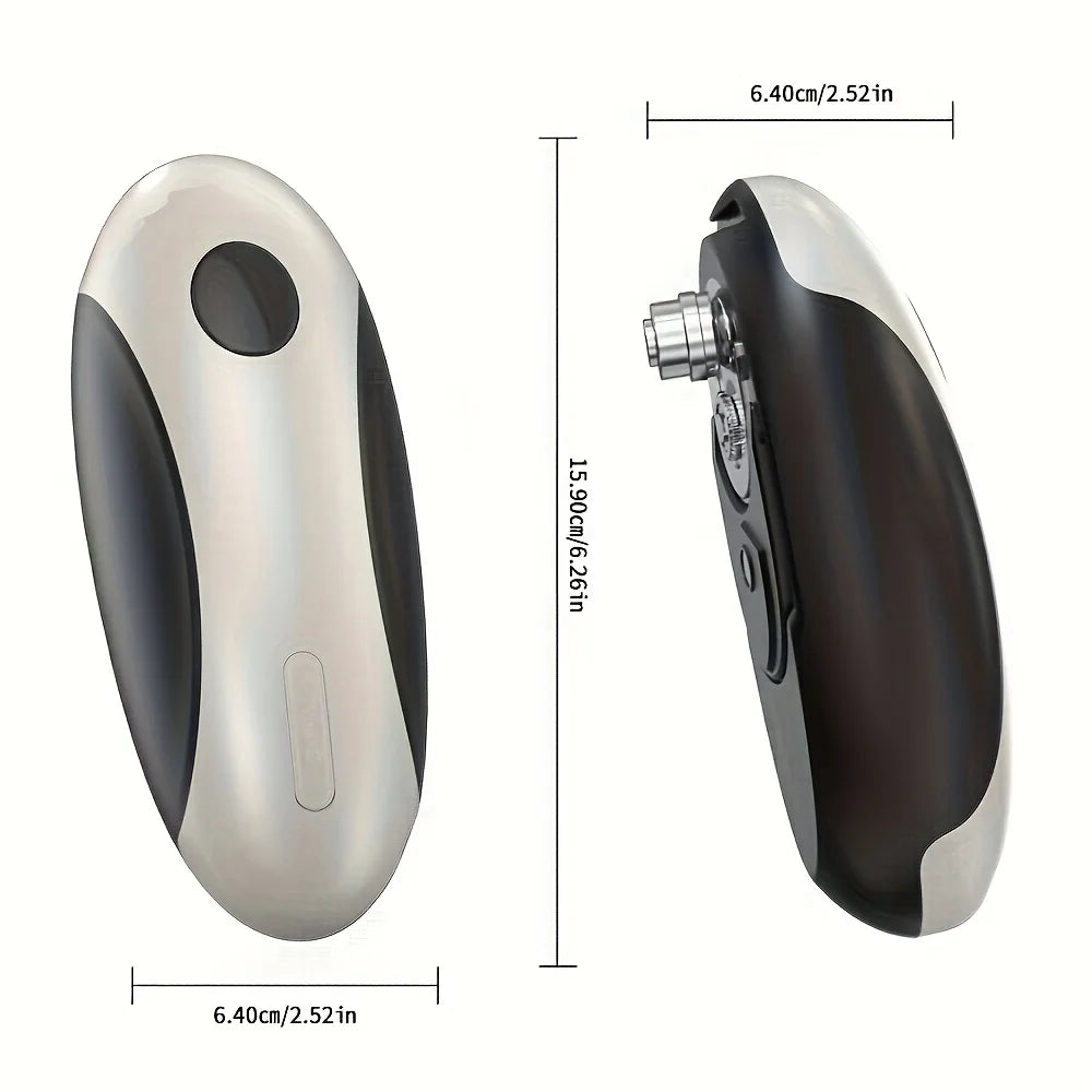 Cordless electric can opener, USB-C kitchen tool, with smooth cutting safety edge, stable grip handle, one-button automatic