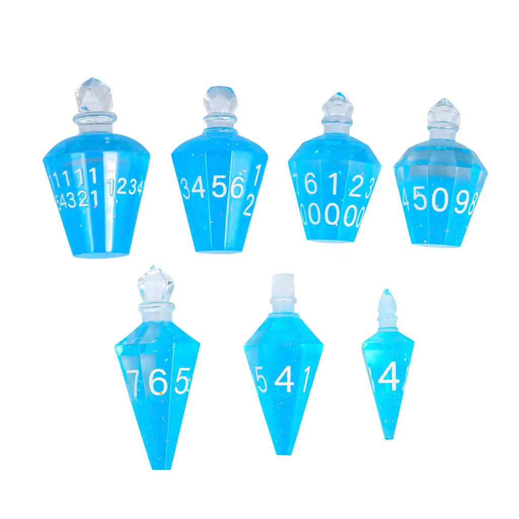 7 Potion Bottles Sharp Edges Dice DND New Style Polyhedral Dice Set Handcrafted D4-D20 for Role Playing Game Board Games TRPG