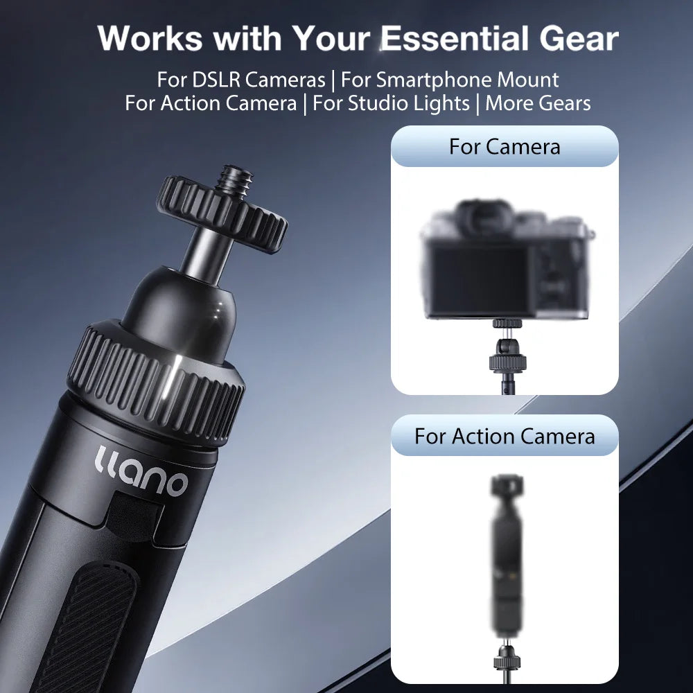 llano 16"/40cm Action Camera Tripod for DJI Osmo Pocket 3, Insta360 X5 X4 X3, Gopro Hero13/12, Extendable Mini tripod with 1/4''