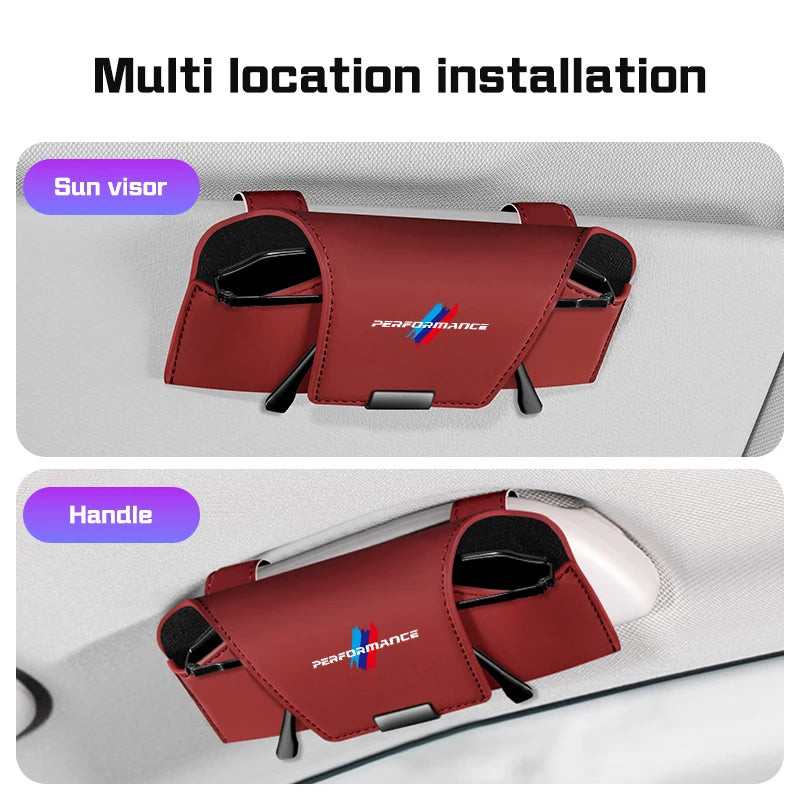 Magnetic Leather Car Visor Glasses Box Portable for BMW X1 X3 X5 X6 X7 1 3 5 6 7 Series G20 G30 G11 F15 F16 i7 Sunglasses Holder