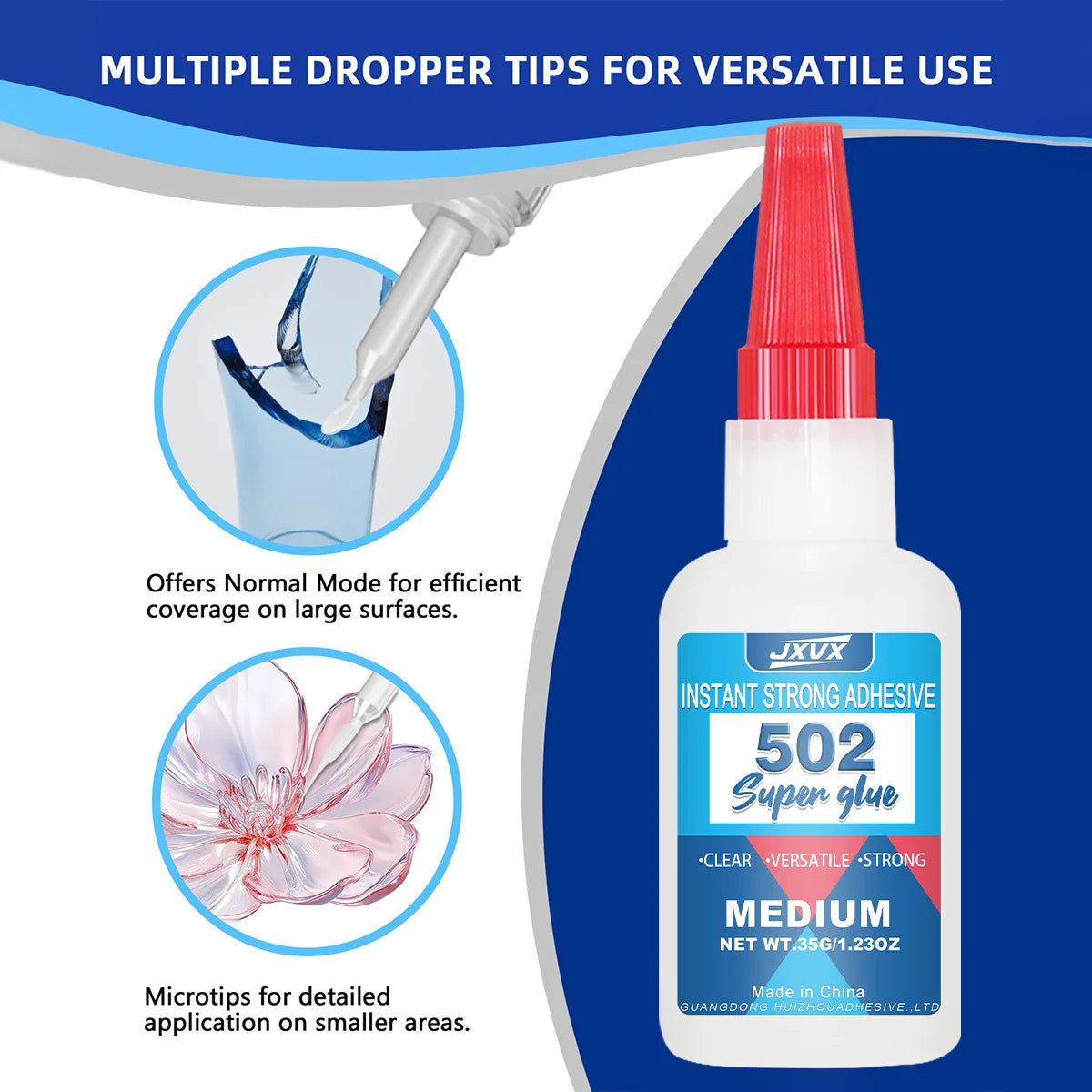 The Super glue quick-drying Cyanoacrylate for ceramic drink metal rubber plastic instant strong bond 20g 35g 50g fast repair Agent waterproof stationery store supplies