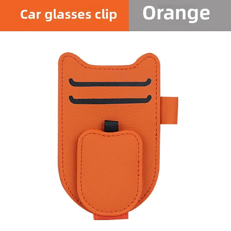Car Sun Visor Glasses Holder Magnetic Sunglasses Clip Card Holder Storage Bag Scratch-Free Universal Eyeglasses Clip