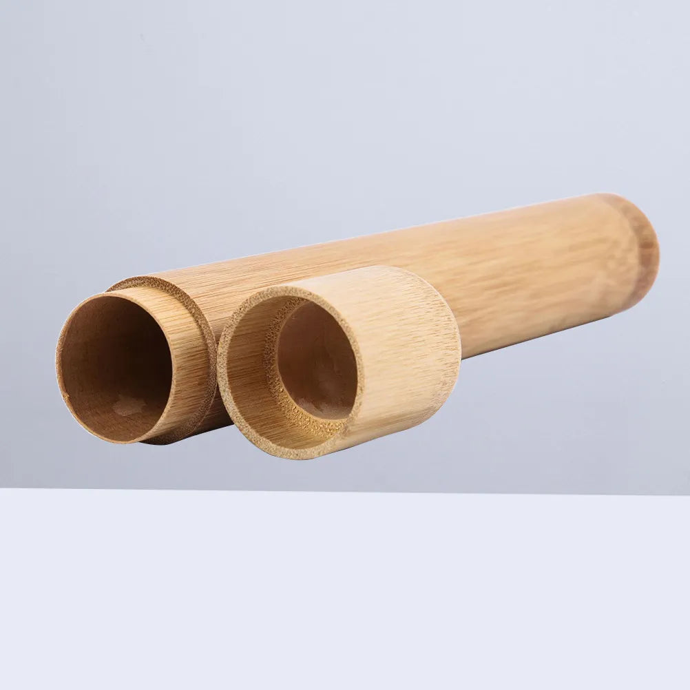 1Pcs Toothbrush Protection Case Compact Bamboo Design Prevents Bristle Damage Travel Camping Hiking Portable Holder Tube