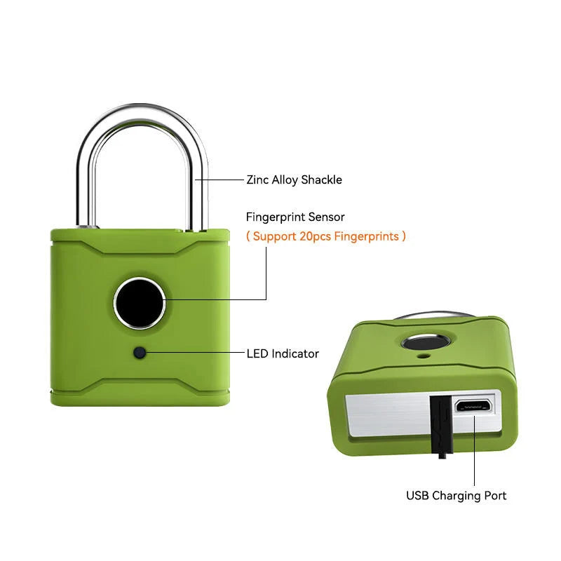 Waterproof Travel Portable Security TTlock App Keyless Biometric Padlock With Fingerprint Reader