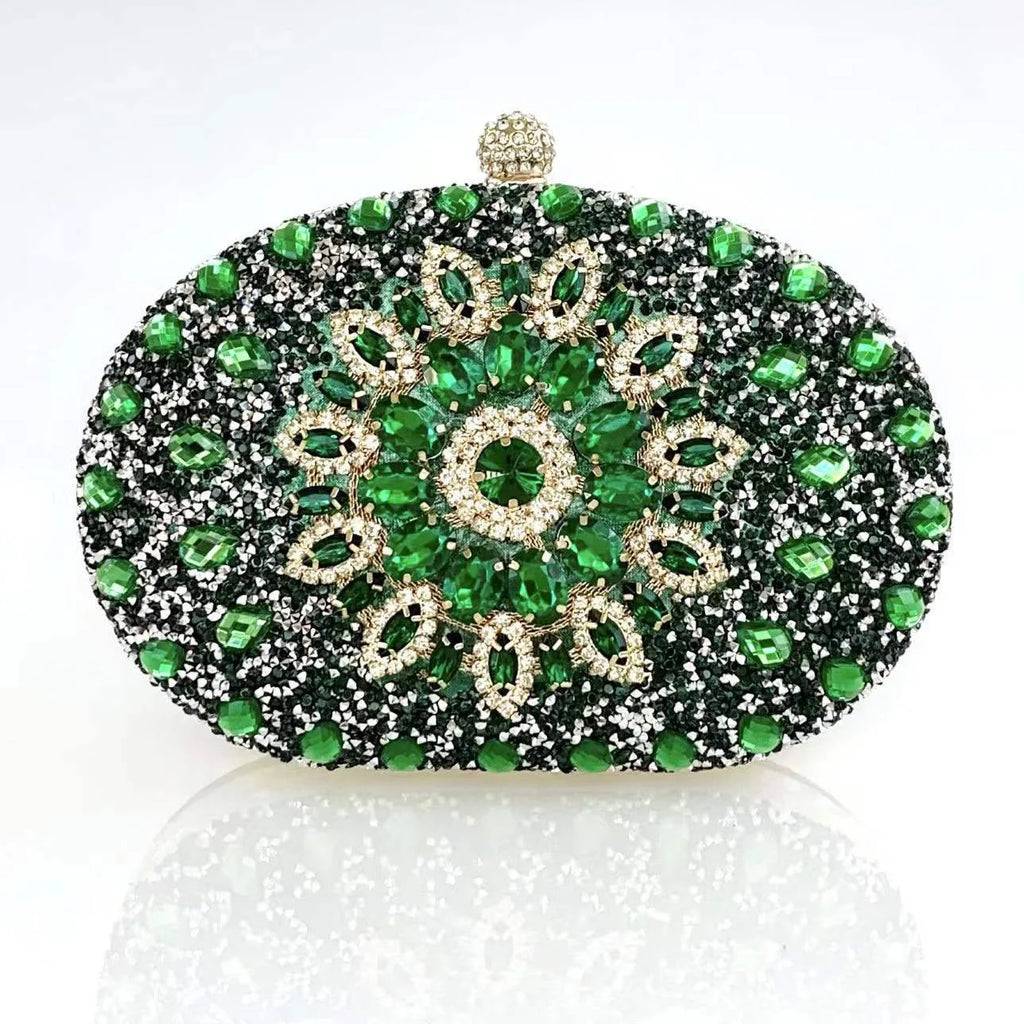 Flower Rhinestones Evening Bags Metal Prom Clutch Diamonds Clutch with Chain Shoulder Handbags Wedding Female Dress Purse Gift