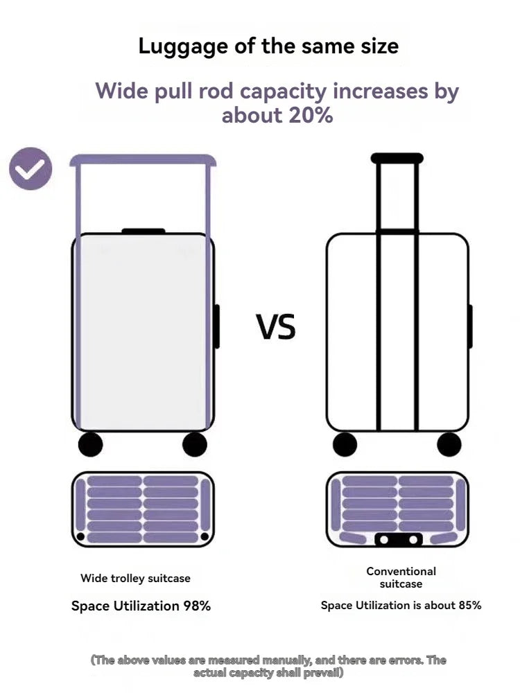 Front opening luggage with aluminum frame, ice skating wheel, leather suitcase, pull rod suitcase, women's suitcase, small suitc