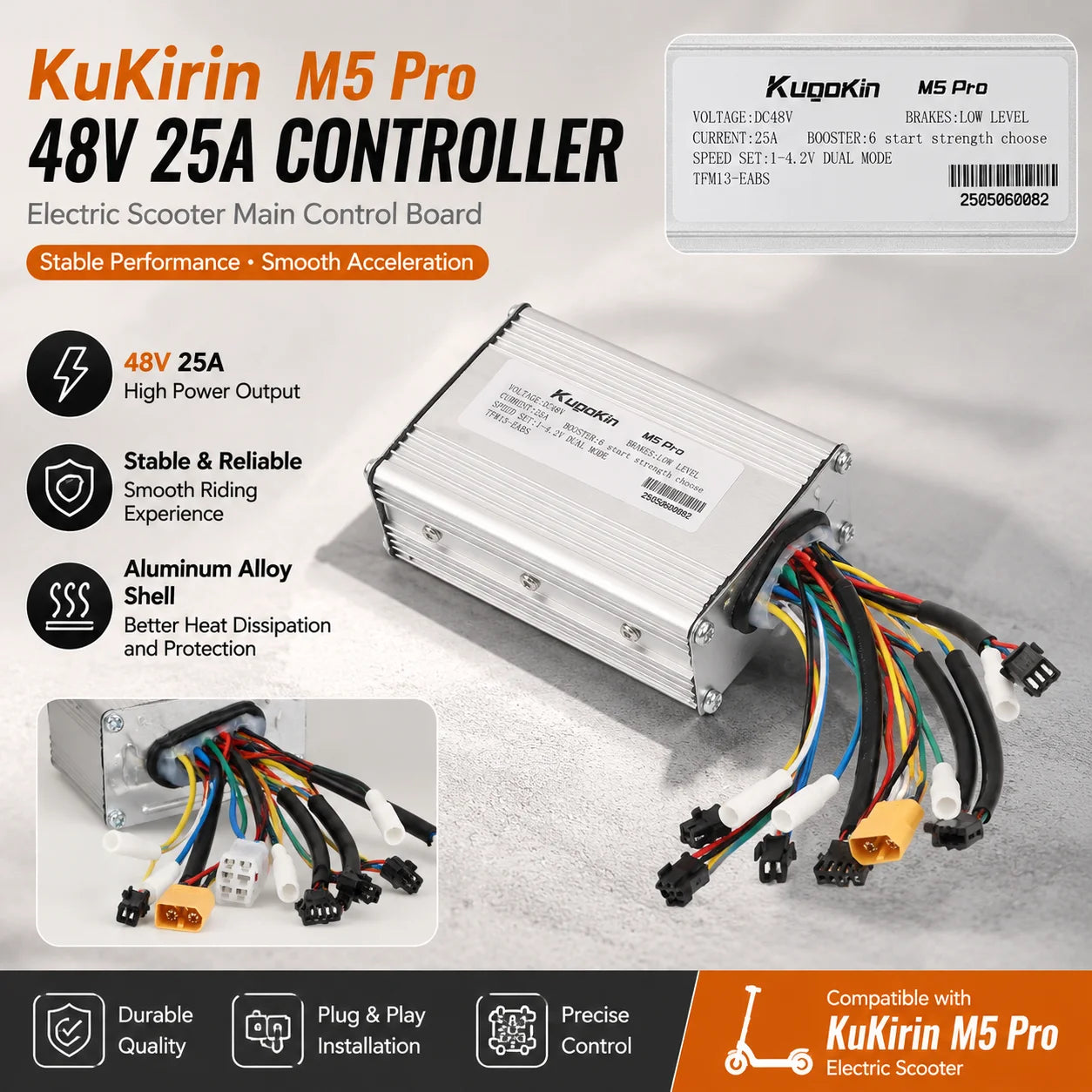 48V 25A Main Controller for KuKirin M5 Pro Electric Scooter Speed Control Board Replacement Repair Parts