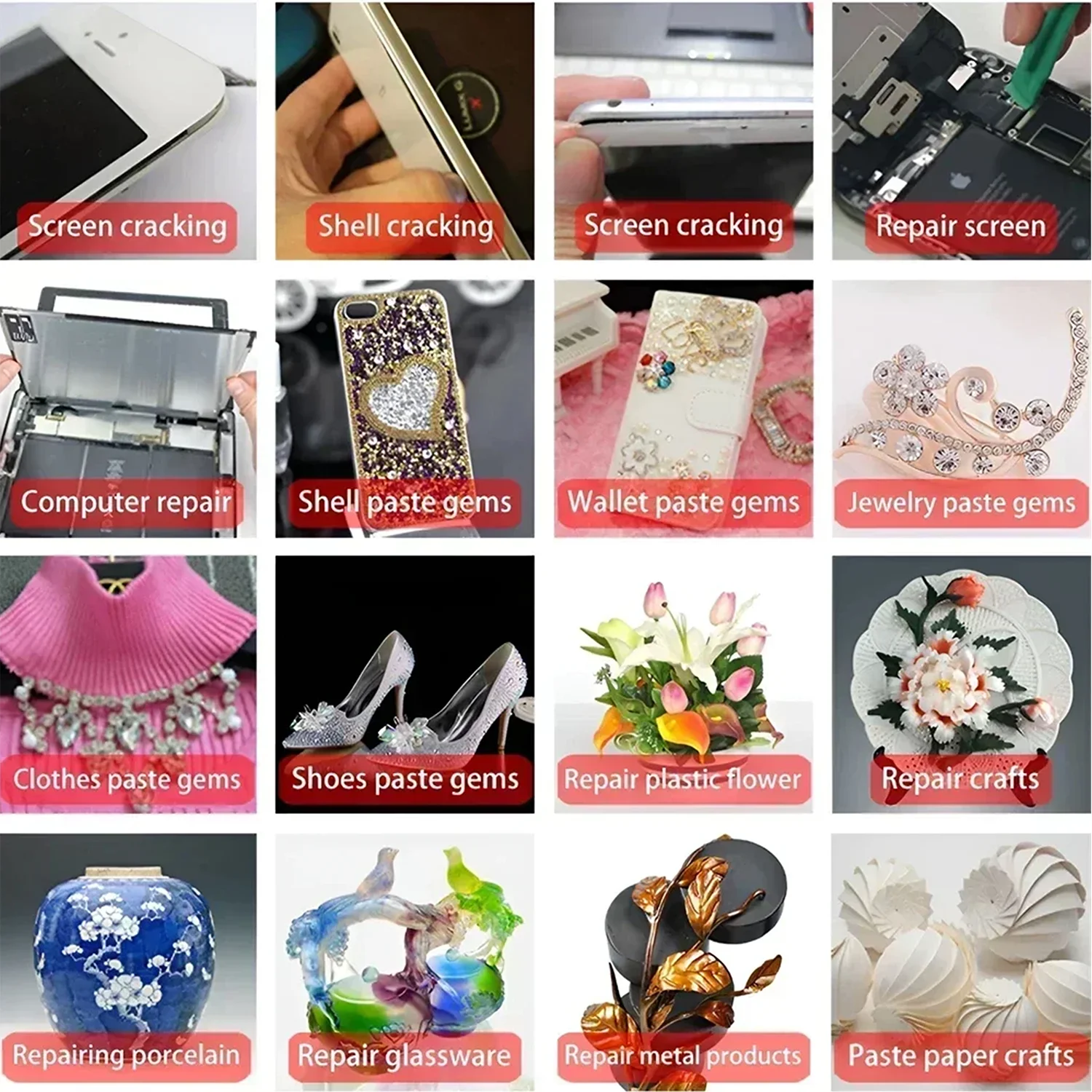B-7000 T-7000 Clear & Black Glue 15/50/110ml, Fast Drying Waterproof Resin Adhesive for Phone Screen Repair, Jewelry Craft.