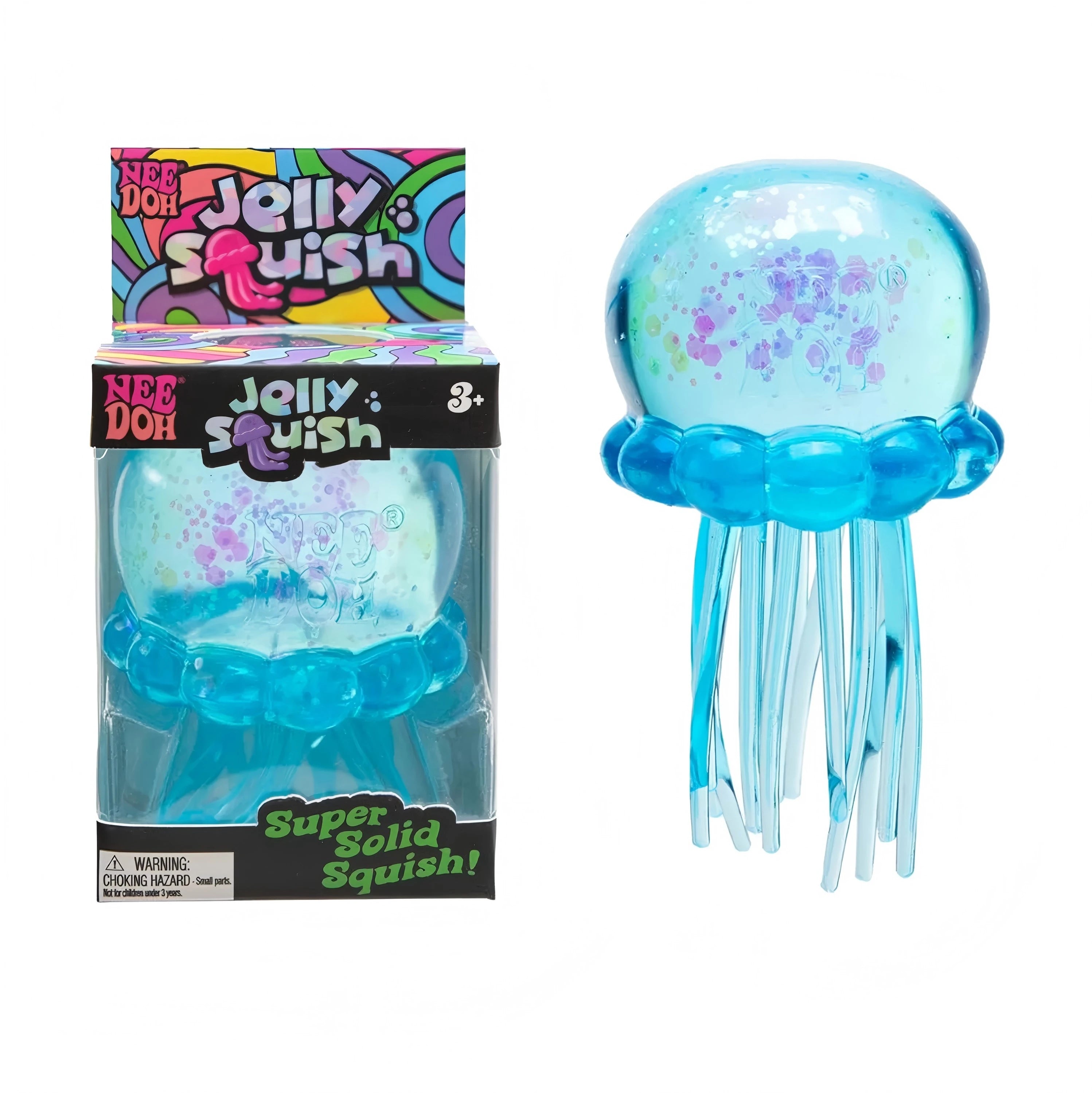 NeeDoh Trending Jellyfish & Cube Squish Toy, Soft Jelly Squeeze Stress Relief Fidget Toy, Sensory NeeDoh for Kids & Adults