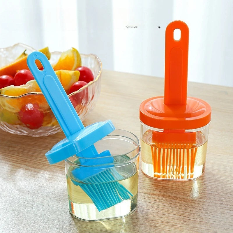 Silicone Oil Brush Pancake OilBrush Integrated Oil Pot Brush with Bottle Kitchen Dustproof Household High emperature Baking Tool