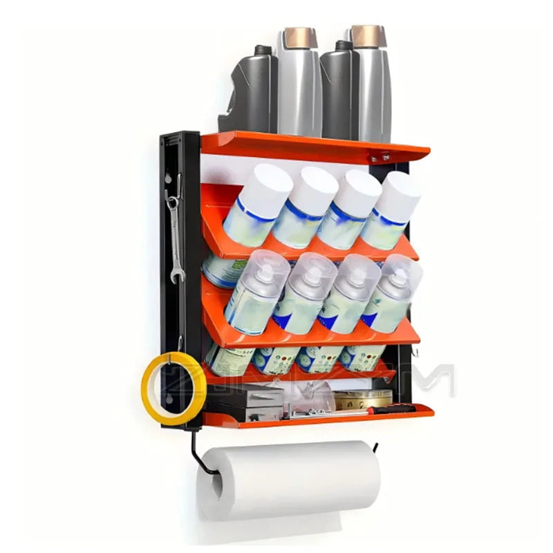Wall Mount Spray Can Organizer Heavy Duty Garage Storage Rack with 2 Tier Spray Paint Holder for Garage Workshop Auto Repair