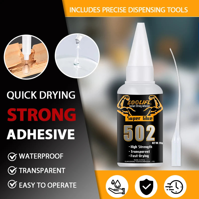 LOOLIFL Super Glue 502 & Threadlocker Set 243 Medium Strength 271 High Strength Anaerobic Screw Lock Glue Instant Cyanoacrylate Adhesive Sealant for Metal Wood Ceramic Repair