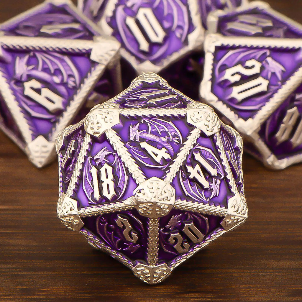 DND Metal Dice Set 7pcs – Polyhedral RPG D&D D20 D12 D10 D8 D6 D4 / Ensemble 7 dés métalliques DND – Polyédriques RPG jeux de rôle