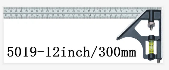 300mm Try Square Set Precise Stainless Steel Measuring Tool Combination Square Right Angle Workshop Carpenter Angle Level Ruler