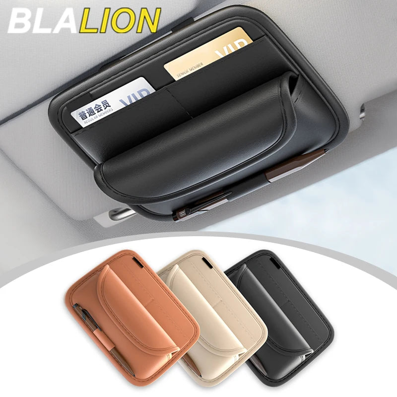 BLALION Car Sun Visor Glasses Case Premium PU Auto Sun Visor Card Organizer Wear-resistant Eyewear Protection Box Scratch-Free