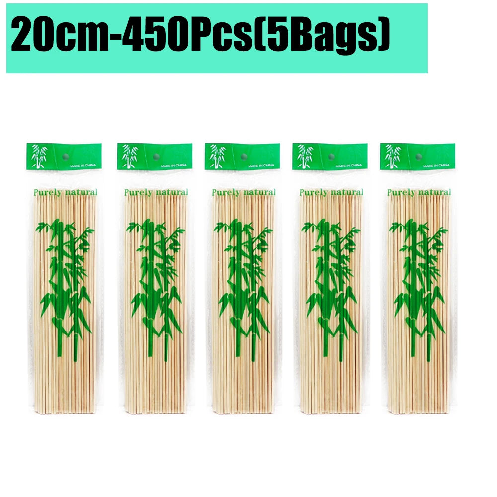 90-1350Pcs Disposable BBQ Bamboo Sticks 15/20/25/30cm for Grilling, Fruit, Kabob,BBQ, Barbecue, Kitchen, Camping, Outdoor