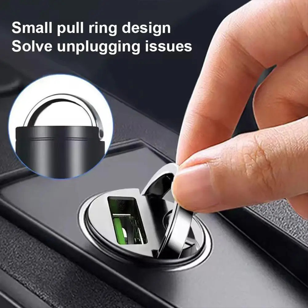 30W Car Cigarette Lighter Charger USB Type C Car Charger PD3.0 Mini Metal Dual USB Fast Charging Adapter
