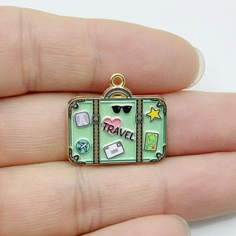 10pcs Fashion Enamel Printed Handbag Series DIY Jewelry Accessories Keychain Bag Drip Oil Alloy Pendant
