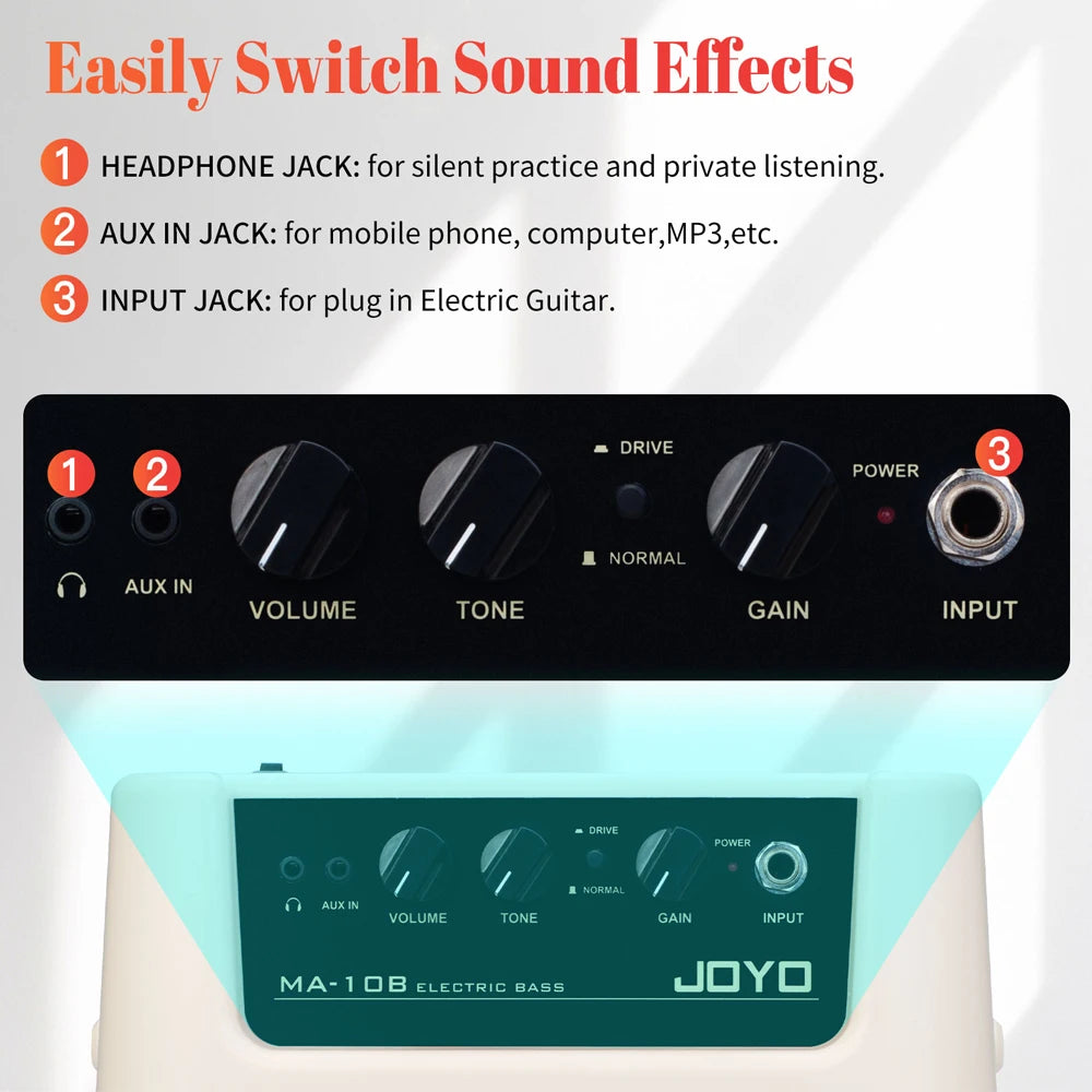 JOYO MA-10B Mini Bass Amplifier Dual Channel 10W Bass Amplifier & Speaker Combo for Bass Guitar Practice