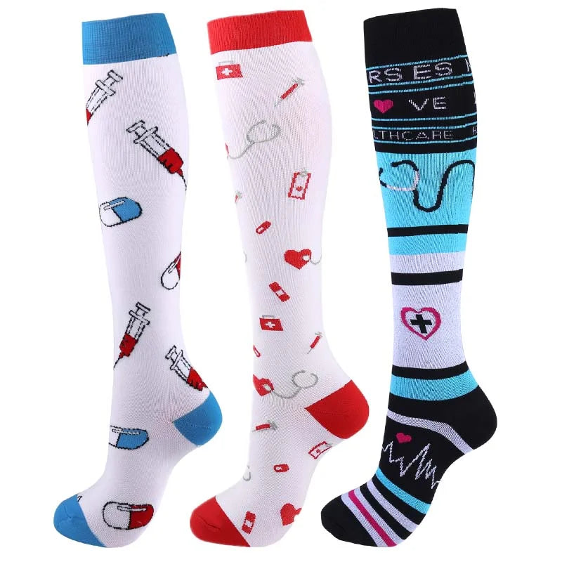 Unisex Compression Socks for Men and Women Medical Diabetes Varicose Veins Sports Socks for Running Cycling Travel Flight Yoga
