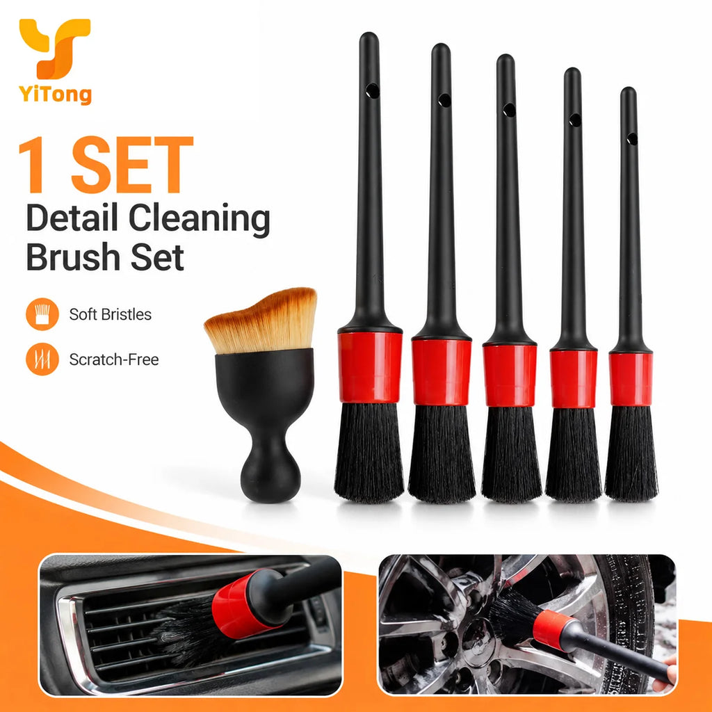 Yitong 1set Multi Size Car Detailing Brushes Soft Gentle Bristle Auto Interior Exterior Cleaning Tools for Dashboard Air Vent